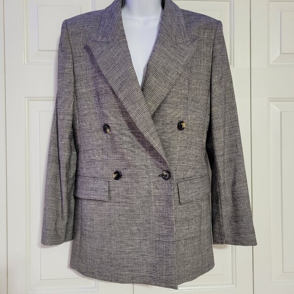Mango Women Check wool suit blazer Size US S NWT $ 229 - Picture 3 of 5